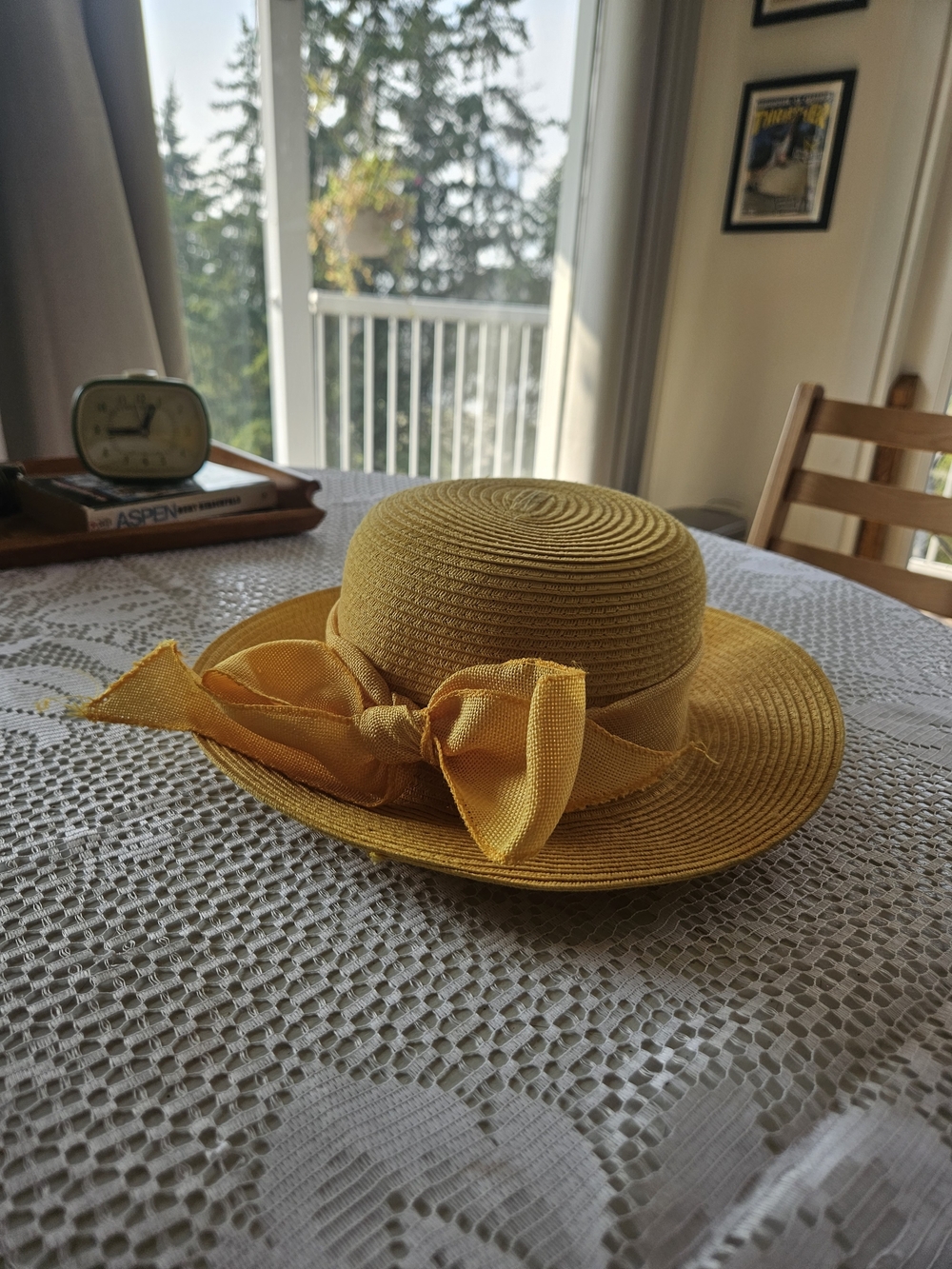 Yellow Sun Hat With a Bow